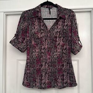 Blouse Floral Partial Button